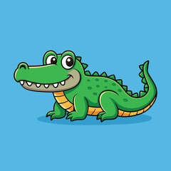 A minimal Alligator cartoon vector on isolated background 