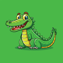A minimal Alligator cartoon vector on isolated background 