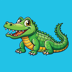 A minimal Alligator cartoon vector on isolated background 