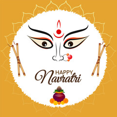  The design featuring Goddess Durga with large, expressive eyes the incense sticks ghamela  and the mandala background