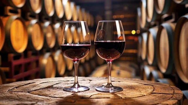 Image of a happy wine taster using his nose to smell the product from a wine glass. In the basement with the tank in the background