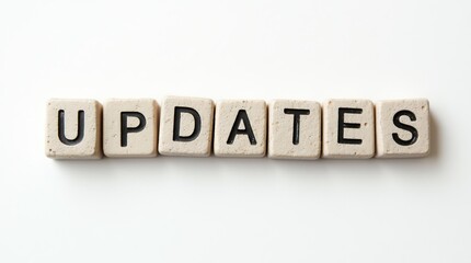 Updates text on stone blocks with a clean white background