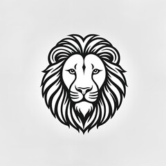 stylized black lion's head. The design emphasizes the lion's facial features, including its intense eyes and prominent mane, which is depicted with flowing lines that create a sense of movement