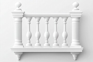 White stone or marble balustrades with pillars, columns, balusters and handrails. Vector realistic set of 3d fence in classic greek or roman style for balcony, terrace, stairs