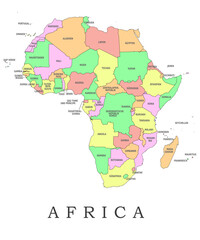 AFRICA administrative divisions. AFRICA map illustration vector.