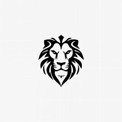 stylized black lion's head. The design emphasizes the lion's facial features, including its intense eyes and prominent mane, which is depicted with flowing lines that create a sense of movement