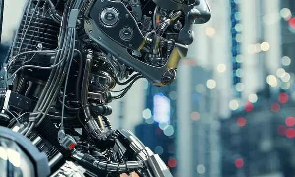 Android Factory: Cybernetic Manufacturing,  hyperrealistic  Video
