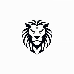 Obraz premium stylized black lion's head. The design emphasizes the lion's facial features, including its intense eyes and prominent mane, which is depicted with flowing lines that create a sense of movement