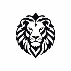 Obraz premium stylized black lion's head. The design emphasizes the lion's facial features, including its intense eyes and prominent mane, which is depicted with flowing lines that create a sense of movement