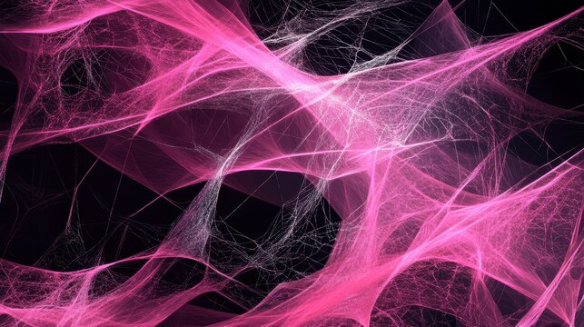 Fototapeta Abstract Pink Neon Fractal Patterns on Dark Background