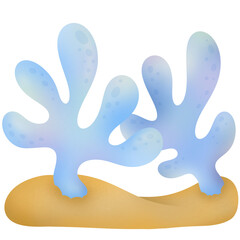 Blue Coral and sand hand drawn cartoon