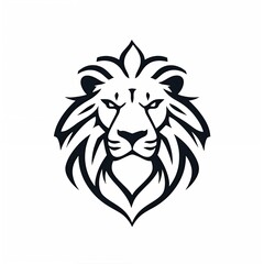 Obraz premium stylized black lion's head. The design emphasizes the lion's facial features, including its intense eyes and prominent mane, which is depicted with flowing lines that create a sense of movement