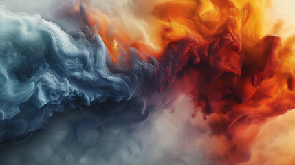 A colorful, swirling cloud of smoke with blue and red streaks