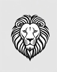 Obraz premium stylized black lion's head. The design emphasizes the lion's facial features, including its intense eyes and prominent mane, which is depicted with flowing lines that create a sense of movement