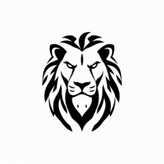 stylized black lion's head. The design emphasizes the lion's facial features, including its intense eyes and prominent mane, which is depicted with flowing lines that create a sense of movement