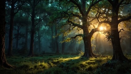 Obraz premium sunset in the woods