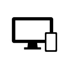 シンプルなパソコンとスマートフォンのイラスト
