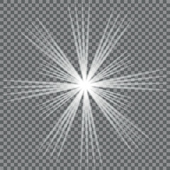 Star burst with light, white sun rays,lignt star