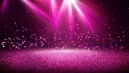 Fototapeta premium Pink lights illuminate a stage covered in pink glitter