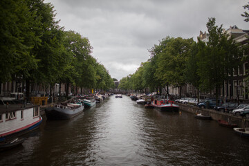 Amsterdam canal overcast weather