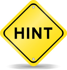 Yellow color transportation sign with word hint on white background