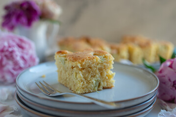 delicious rhubarb tart with sugar