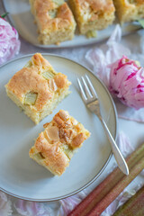 delicious rhubarb tart with sugar