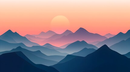 Fototapeta premium Serene Minimal Abstract Mountain Landscape with Gradient Fills