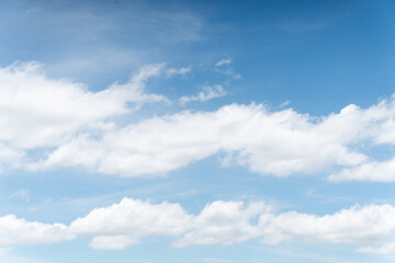 Clear blue color sky with white cloud background