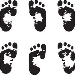 Black and White Footprint Vector Art: Graphic Illustration of Bare Foot Prints with Unique Design for Print, T-Shirt Design, and Creative Projects