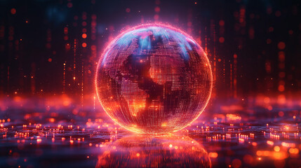 Obraz premium A glowing red sphere with a blue center