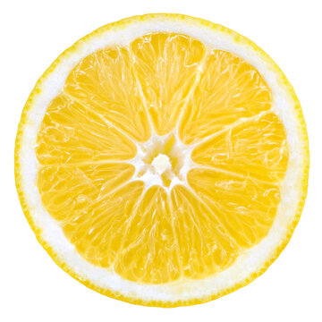 Lemon fruit slice isolated png. Lemon slice top view on transparent background. PNG format. Lemon slice no background. Full depth of field.