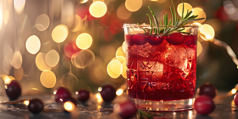 Refreshing drink with cranberries and rosemary perfect for holiday menus
