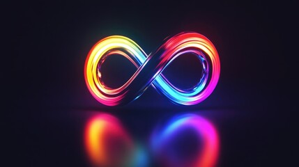 Vivid Infinity Loop Logo in Colorful Light Emitting Diode on Surface