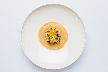 salmon tartare with edible flowers