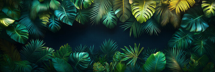 Fototapeta premium A lush green forest with a dark background