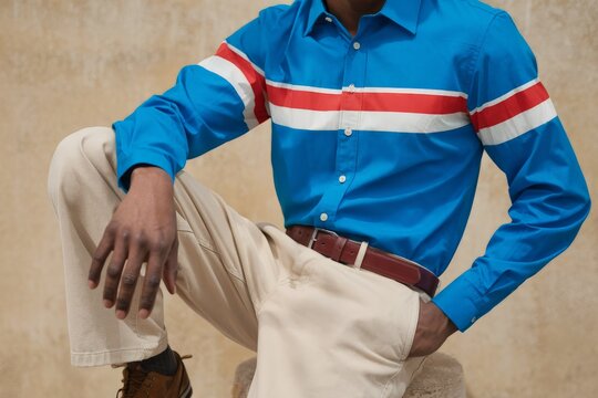 Man in retro 80s style clothes, nostalgia concept.