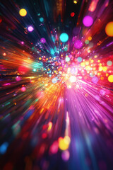 Obraz premium Neon Fantasy Background, A colorful digital background featuring vibrant neon lights and surreal elements, creating a striking and energetic visual experience