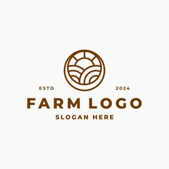 Agriculture Farm Logo. Vector logo design for agriculture farming, wheat farm, farm field, natural harvest, farmer association and more.