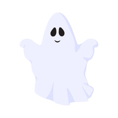 Vector illustration of Halloween ghost on transparent background
