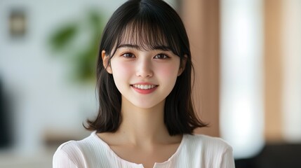 家でくつろぐかわいいアジア人女性03