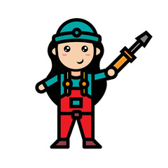 female mechanic holding a screwdriver