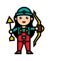 female mechanic doing archery