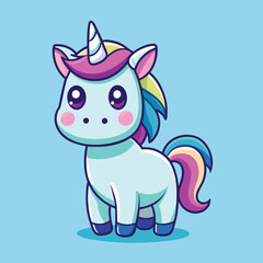 Cute Unicorn Cartoon Vector Icon Illustration. Animal Nature Icon Concept Isolated Flat