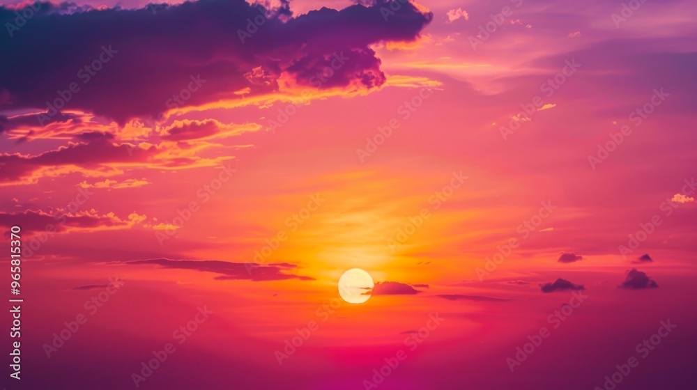 Aufkleber the setting sun creates a spectacular display of color, with vibrant oranges and deep purples mergin