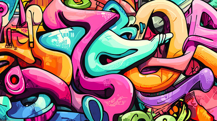Obraz premium Multicolored graffiti on a street wall isolated on a transparent background. generative ai. Graffiti. Illustration