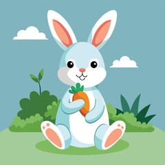 A rabbit vector with eating a carrot
