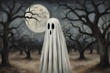 scary halloween ghost at night