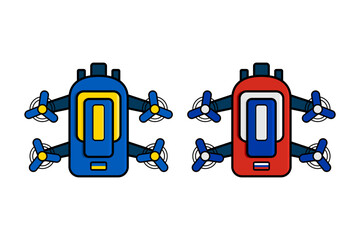 Ukrainian and Russian military drones. Top view