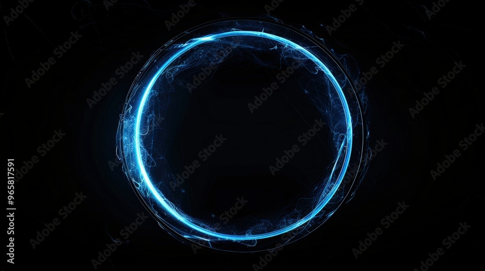 Poster Abstract blue ring on black